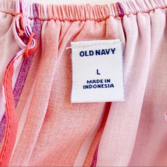 Old Navy Top Orange Purple Striped Ruffled Spaghetti Straps Crop Top Large NEW - Picture 8 of 12